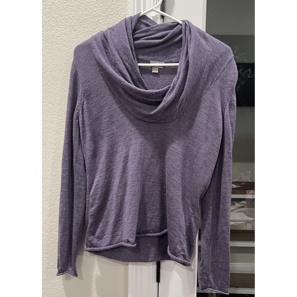 J.Jill Italian Merino Wool Sweater S Purple Draped Cowl Neck Asymmetrical